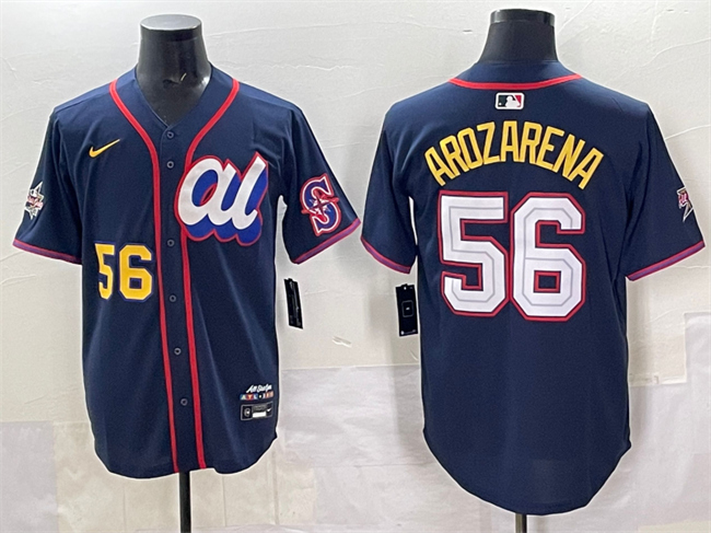 Men's Navy American League #56 Randy Arozarena 2025 All-Star Edition Limited Stitched Baseball Jersey